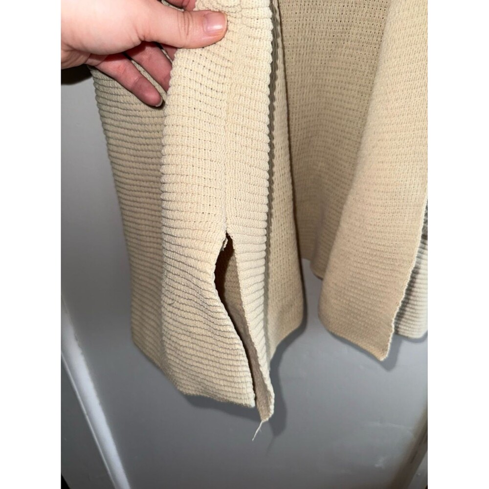 aerie Cream Waffle Knit Open-Front Cardigan with Pockets and Hood - Picture 4 of 6